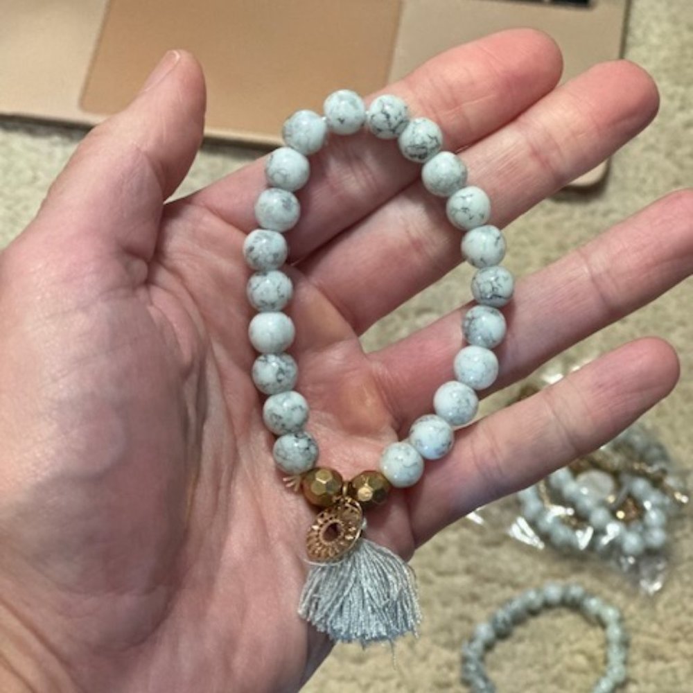 3 piece gray marble bracelet set